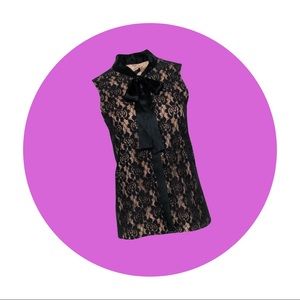 Rachel Zoe Black Lace Tie-Neck Blouse